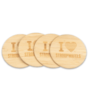 4 onderzetters met de tekst: I love Stroopwafels
