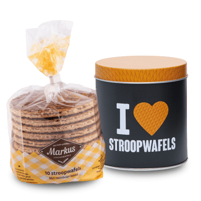 10 stroopwafels en een I love stroopwafels bewaarblik